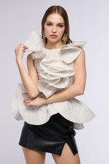 MISS FASHIONISTA SLEEVELESS POLKA DOT PRINT BLOUSE