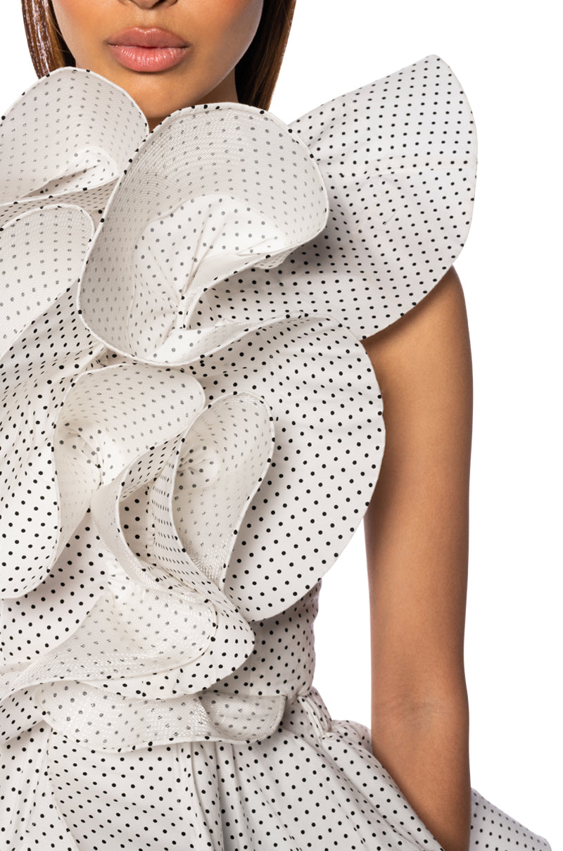 MISS FASHIONISTA SLEEVELESS POLKA DOT PRINT BLOUSE