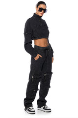 MONTE COZY KNIT POCKET DETAIL JOGGER IN CHARCOAL