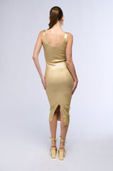 MOVE YOUR BODY METALLIC MIDI DRESS IN GOLD