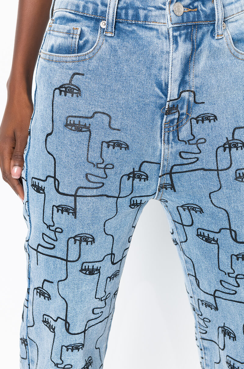 MULTIPLE FACES HIGH WAIST STRAIGHT JEANS