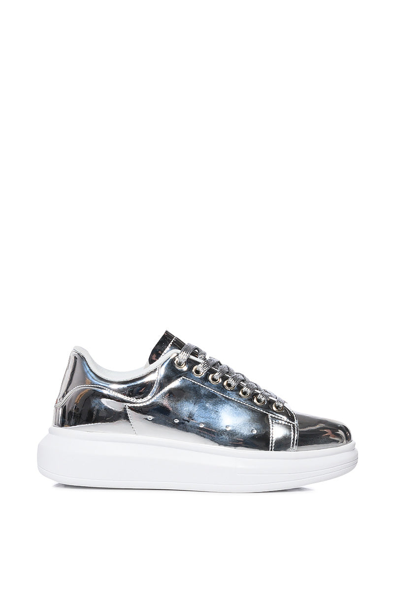 5008A FLATFORM SNEAKER IN SILVER