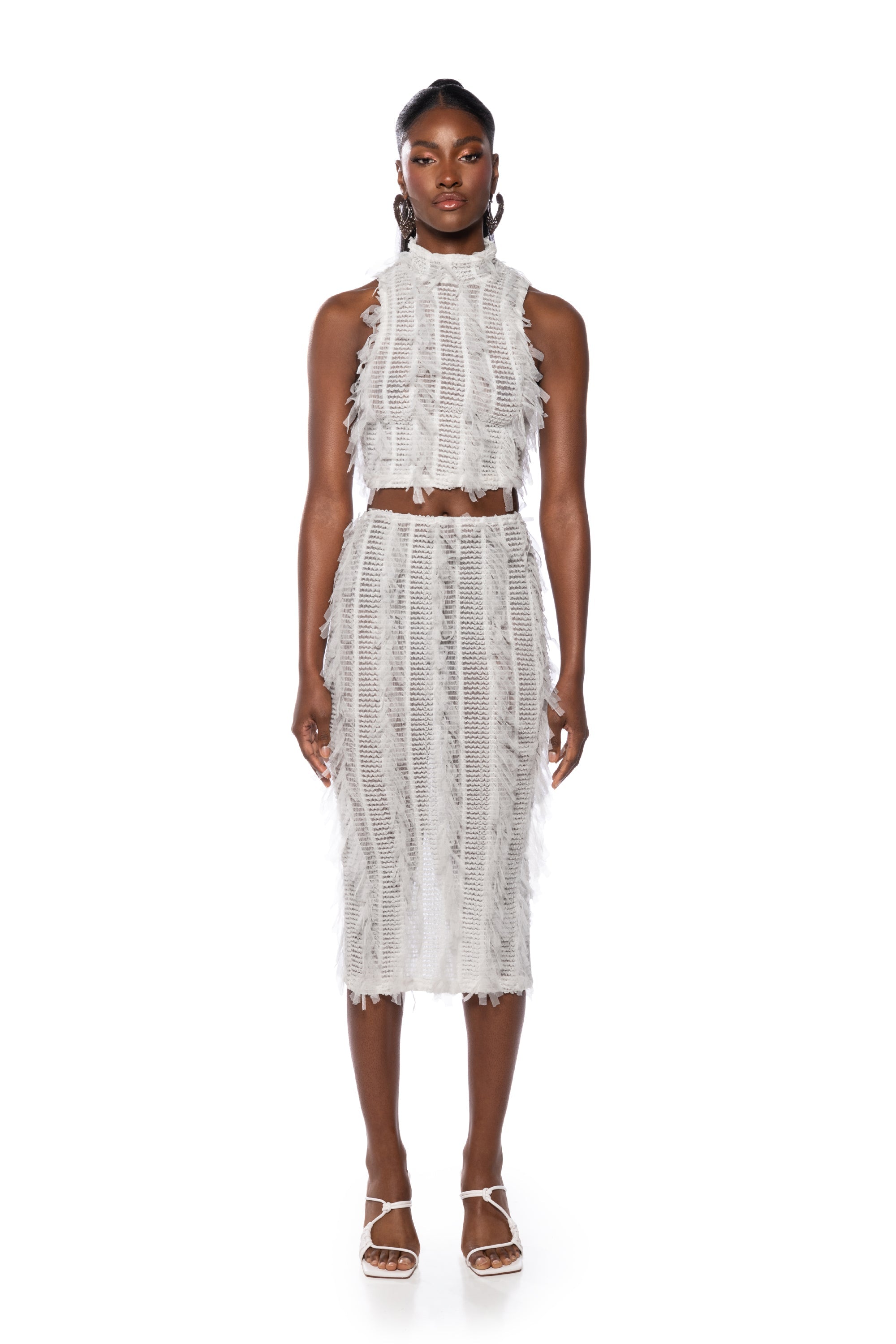 NAOMI MESH BODYCON MIDI SKIRT