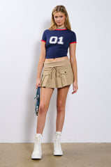 NEVER GIVE UP PLEATED MINI SKIRT