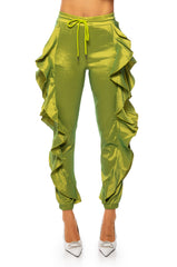 MELANIE RUFFLE DETAILED JOGGER IN LIME