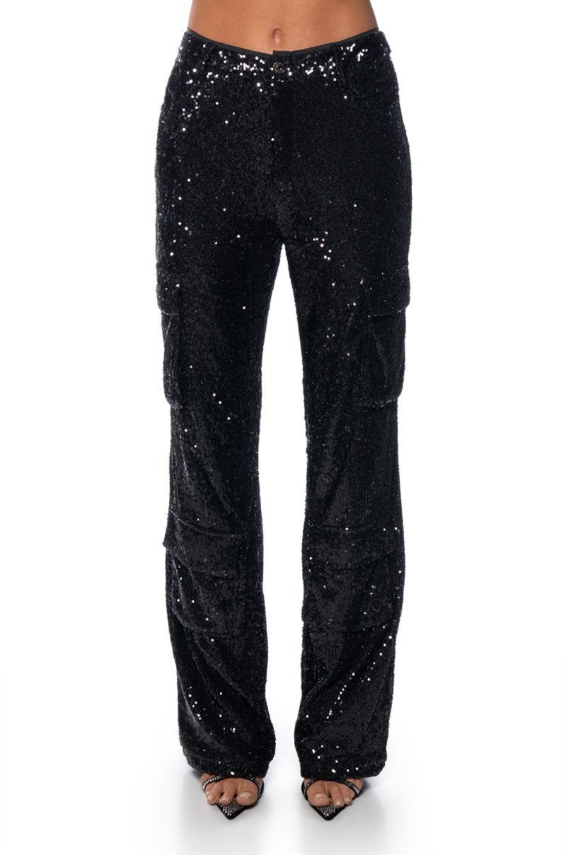 NIGHT OF NIGHTS SEQUIN CARGO PANT