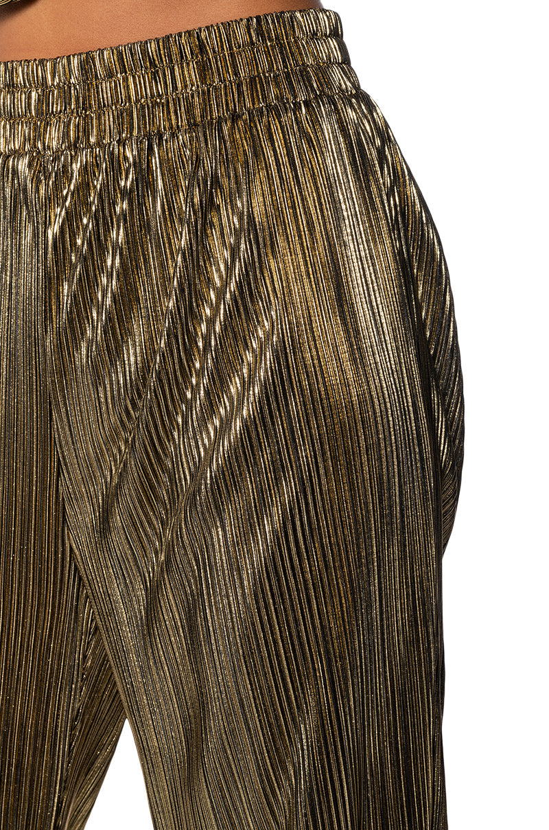 NOEL PLEATED METALLIC PALAZZO PANT