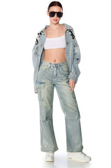 ODIN METALLIC DENIM CARGO PANT