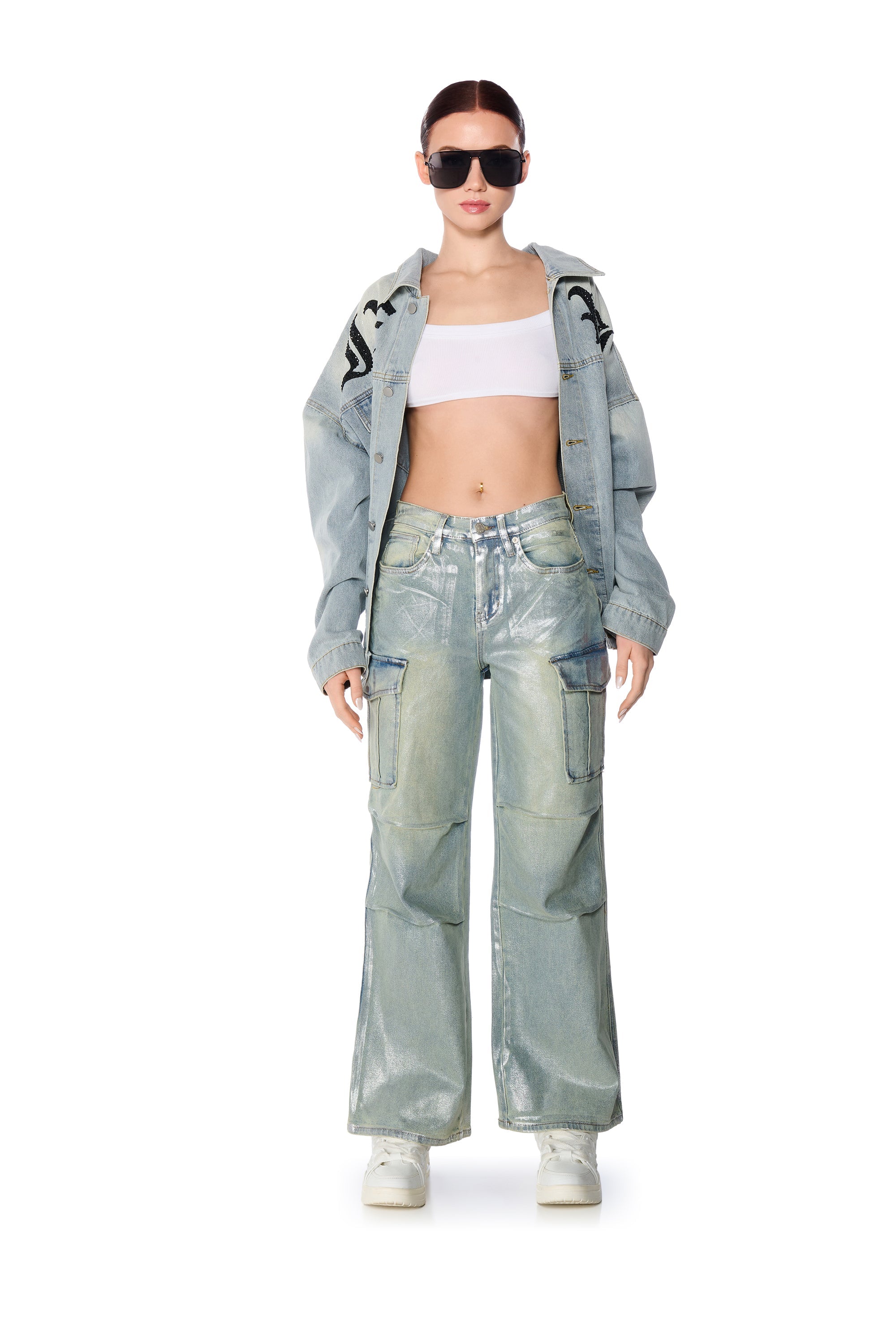 ODIN METALLIC DENIM CARGO PANT