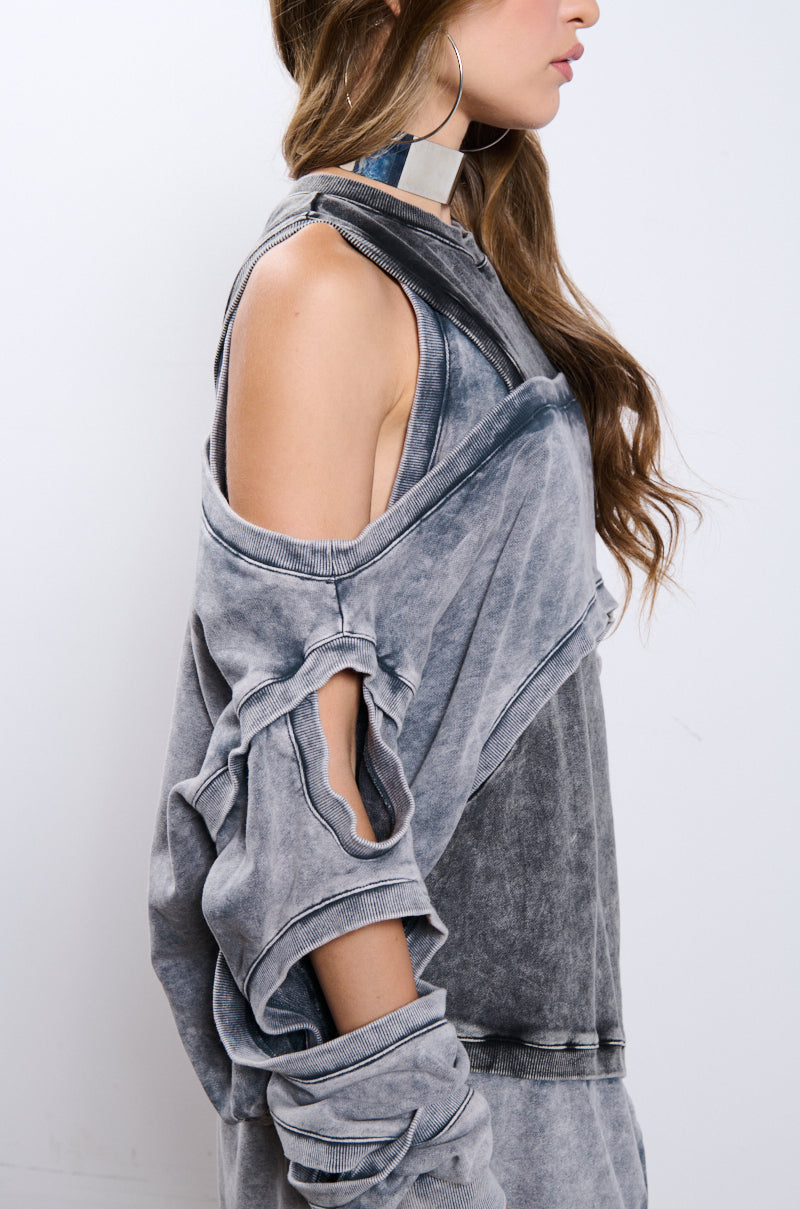 OFF DUTY MINERAL WASH SWEATSHIRT DRESS