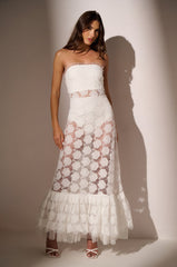 ON AN ISLAND LACE MIDI DRESS