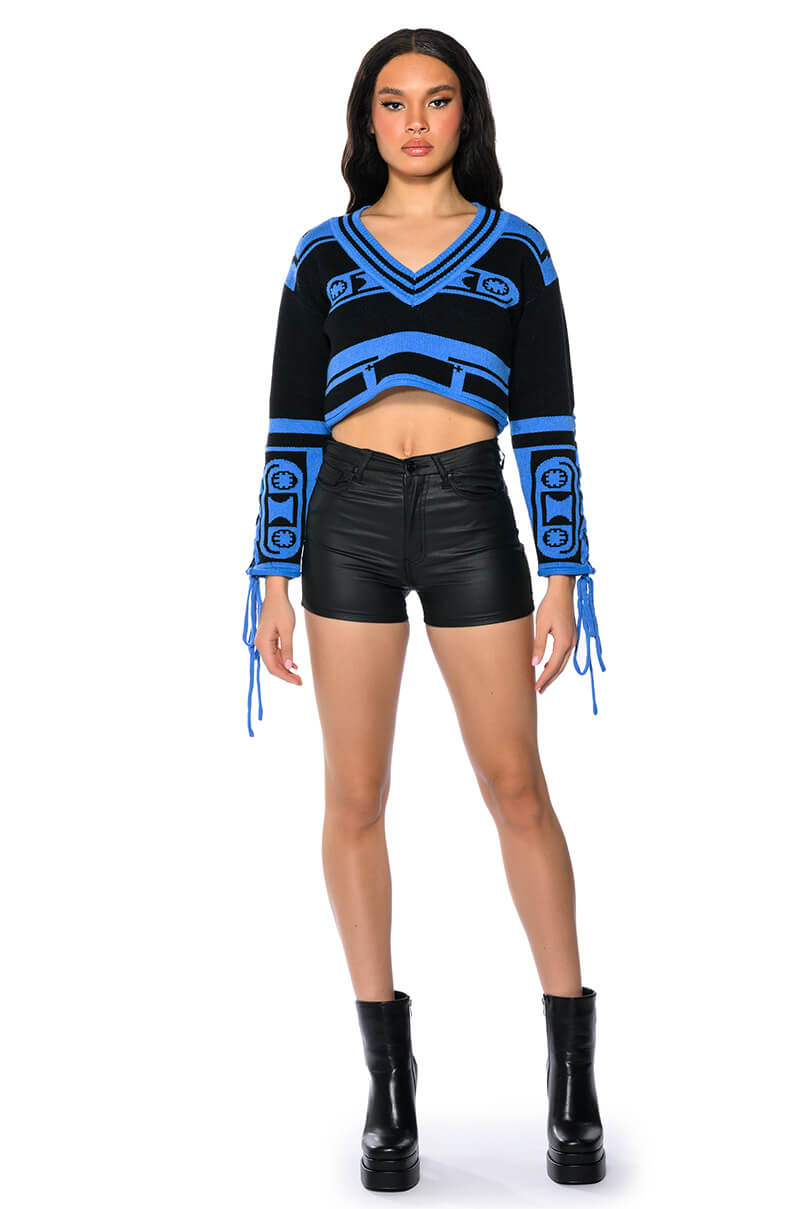 ON-DUTY VEGAN LEATHER LACE UP SHORTS