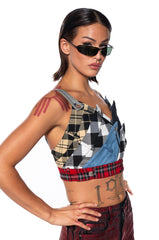 ON MY OWN ACCORD PLAID DECONSTRUCTED TOP