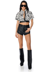 ON THE PROWL ANIMAL PRINT CROPPED SHIRT