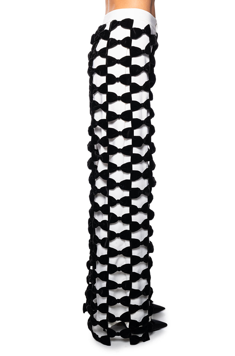 OPAL ALL OVER BOW DETAIL WIDE LEG PANT