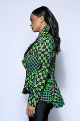 OPTICAL GREEN CHECKERED BLAZER