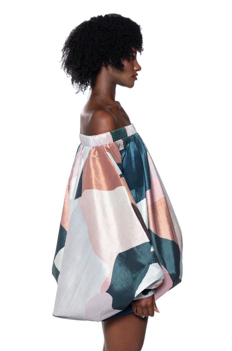 OUT FOR BRUNCH PATTERNED MINI DRESS