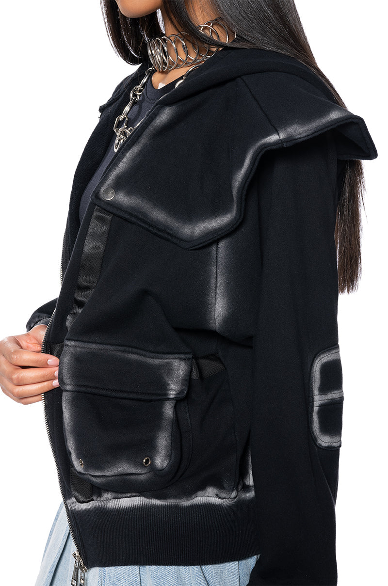 OUT OF THIS WORLD LONG SLEEVE ZIP UP HOODIE