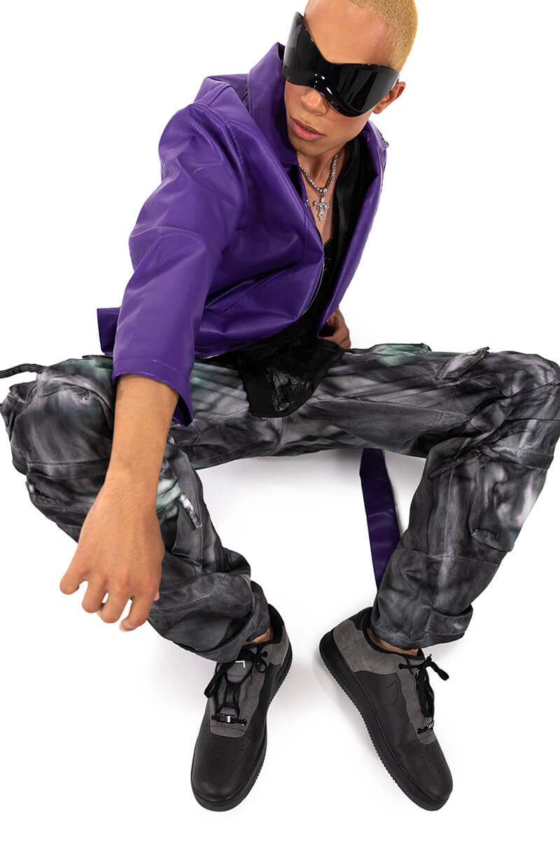 OVERSIZED SATURATED PURPLE MOTO JACKET