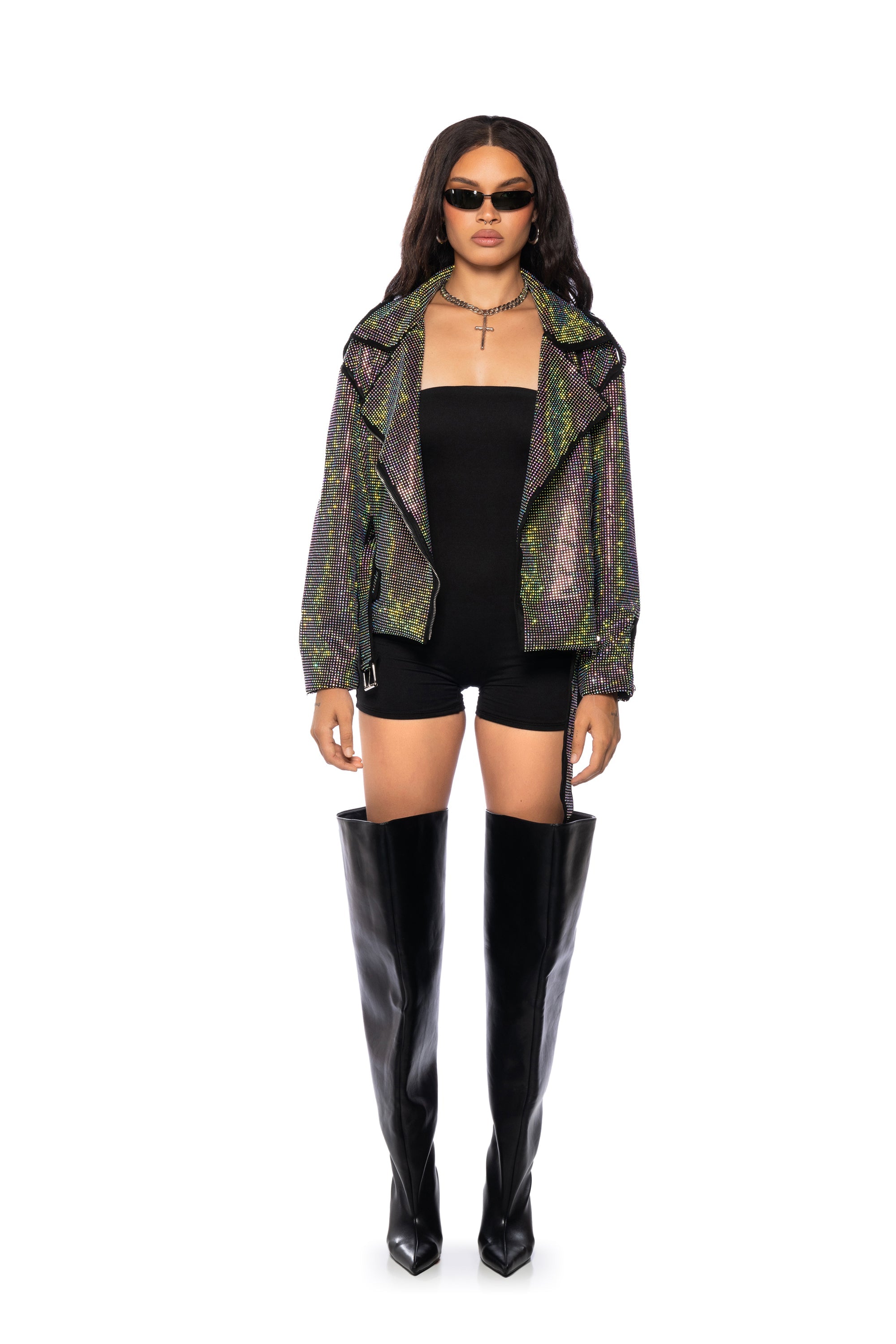 PARIS CRYSTAL WRAP MOTO JACKET