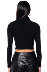PAXTON LONG SLEEVE TURTLENECK RIB CROP SWEATER