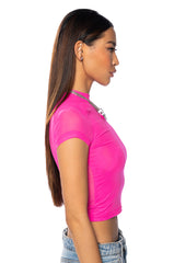 PAXTON MESH SHORT SLEEVE TSHIRT IN PINK