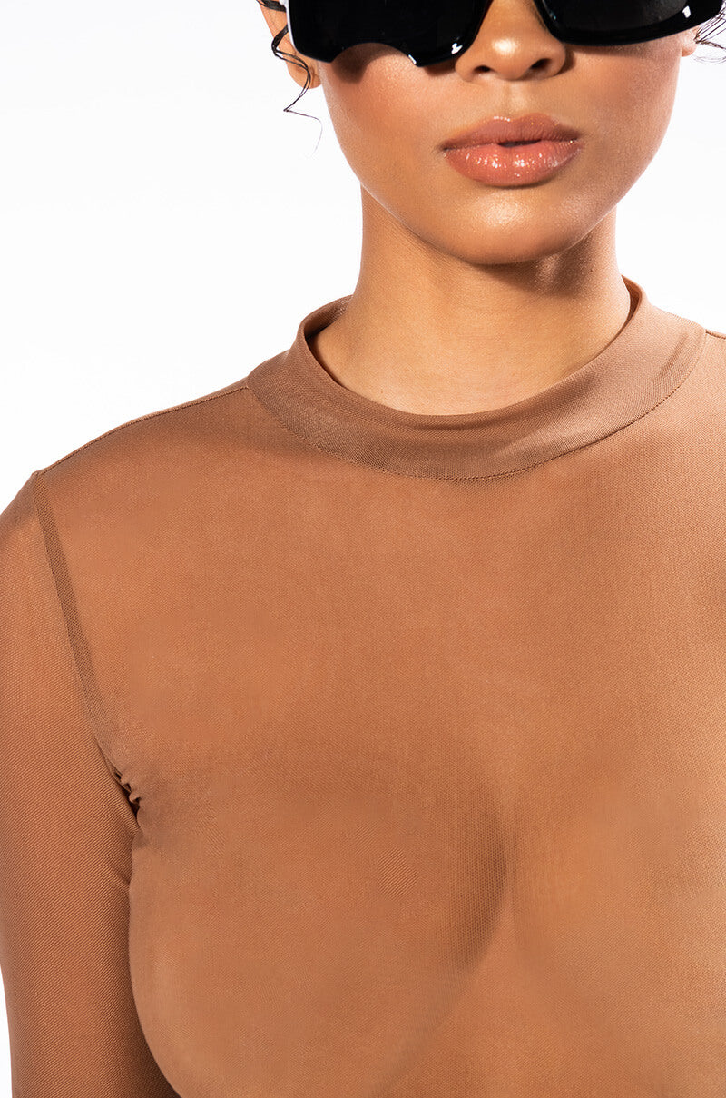 PAXTON SEXY MESH LONG SLEEVE BODYSUIT