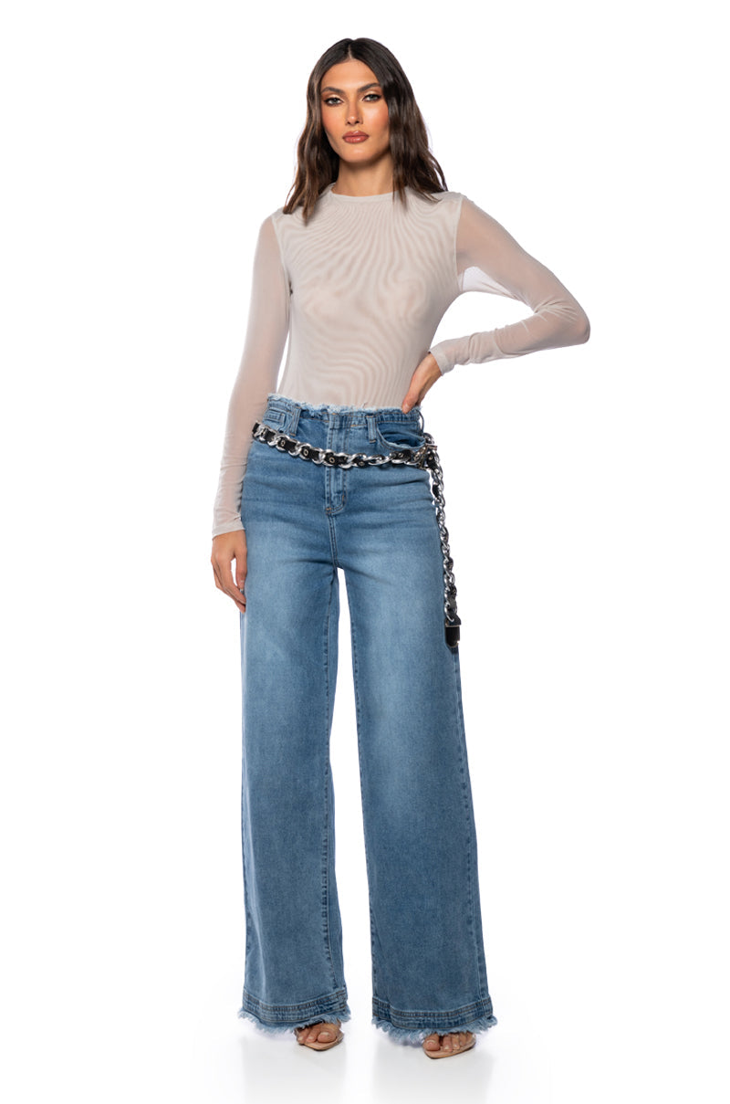 PAXTON SEXY DOUBLE MESH LONG SLEEVE BODYSUIT