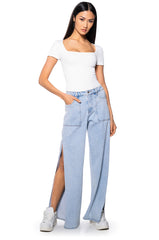 PAXTON SQUARE NECK SEAMLESS SHORT SLEEVE BODYSUIT IN WHITE