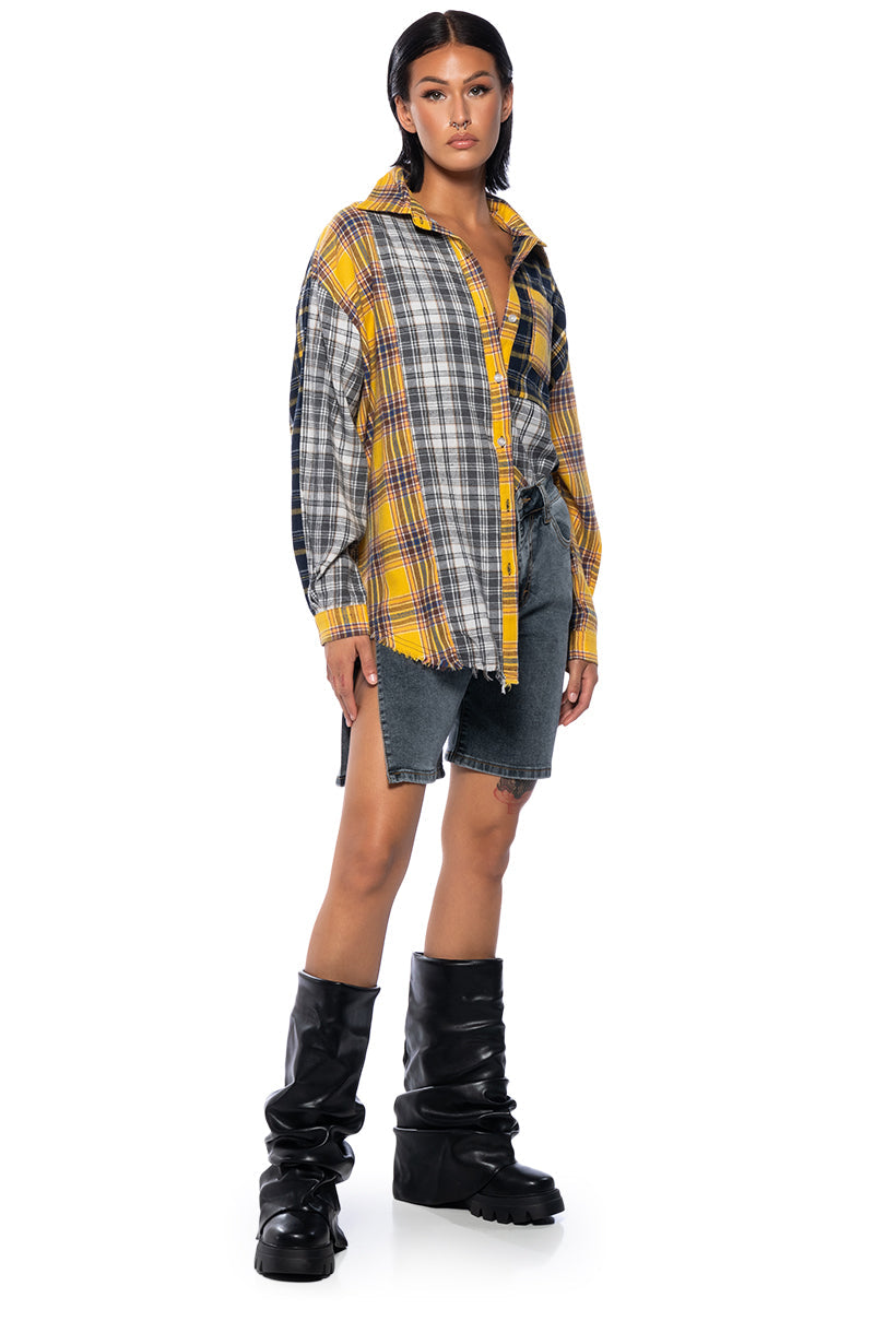 PIECE IT TOGETHER PLAID BUTTONDOWN