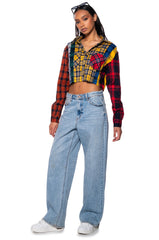 PLAID OBSESSION CROPPED BUTTON DOWN
