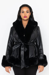 PLUS AZALEA WANG FAUX FUR TRIM PEPLUM MOTO