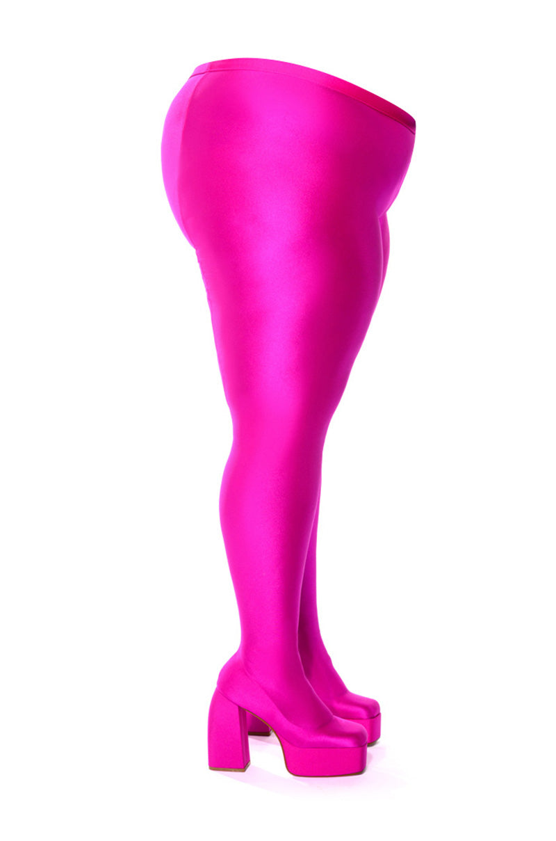 AZALA WANG HEYHEY DISCO STRETCH CHUNKY PLUS PANT BOOT IN FUCHSIA