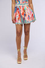 POOL PARTY PRINTED PLEATED MINI SKIRT