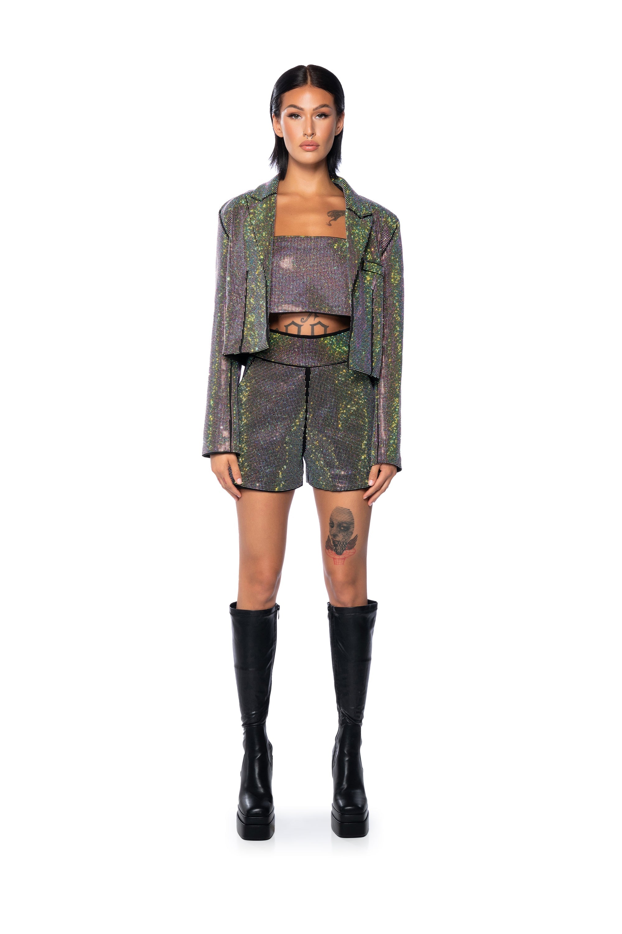 POP STAR HOT FIX RECTANGLE CROP TOP