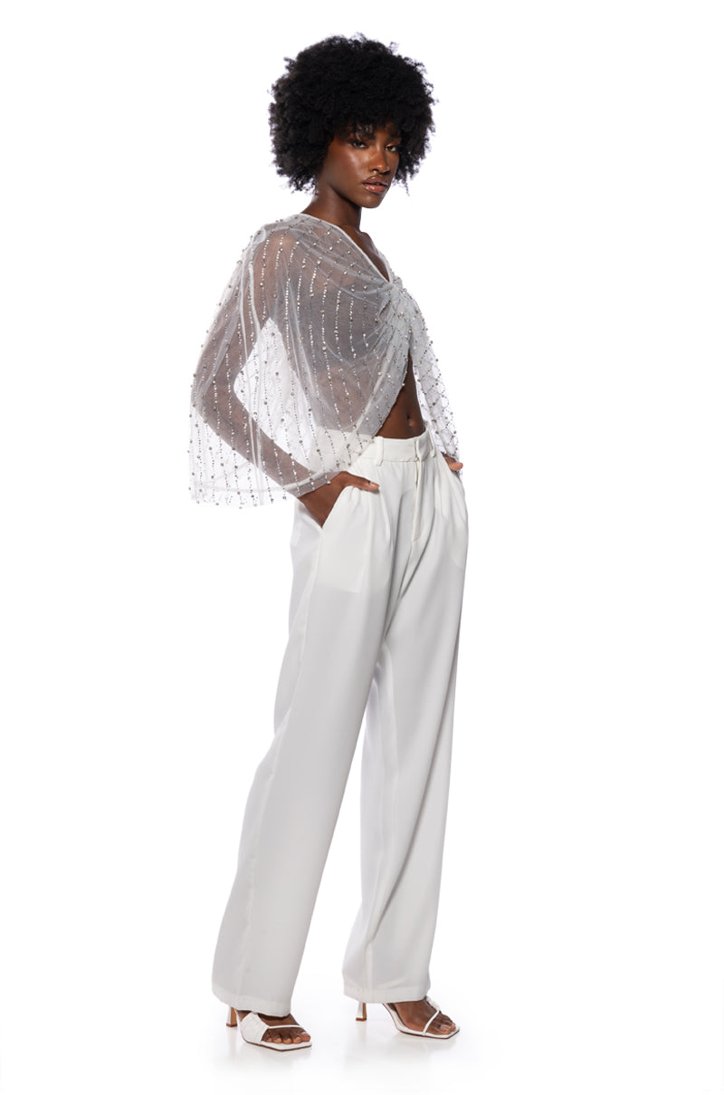 PRETTY AND SIMPLE SHEER EMBELLISHED TOP