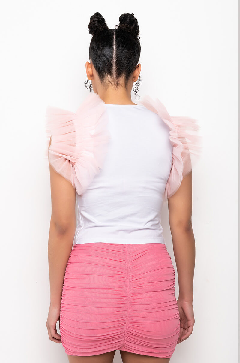 ADRIANA TULLE DETAIL TEE SHIRT