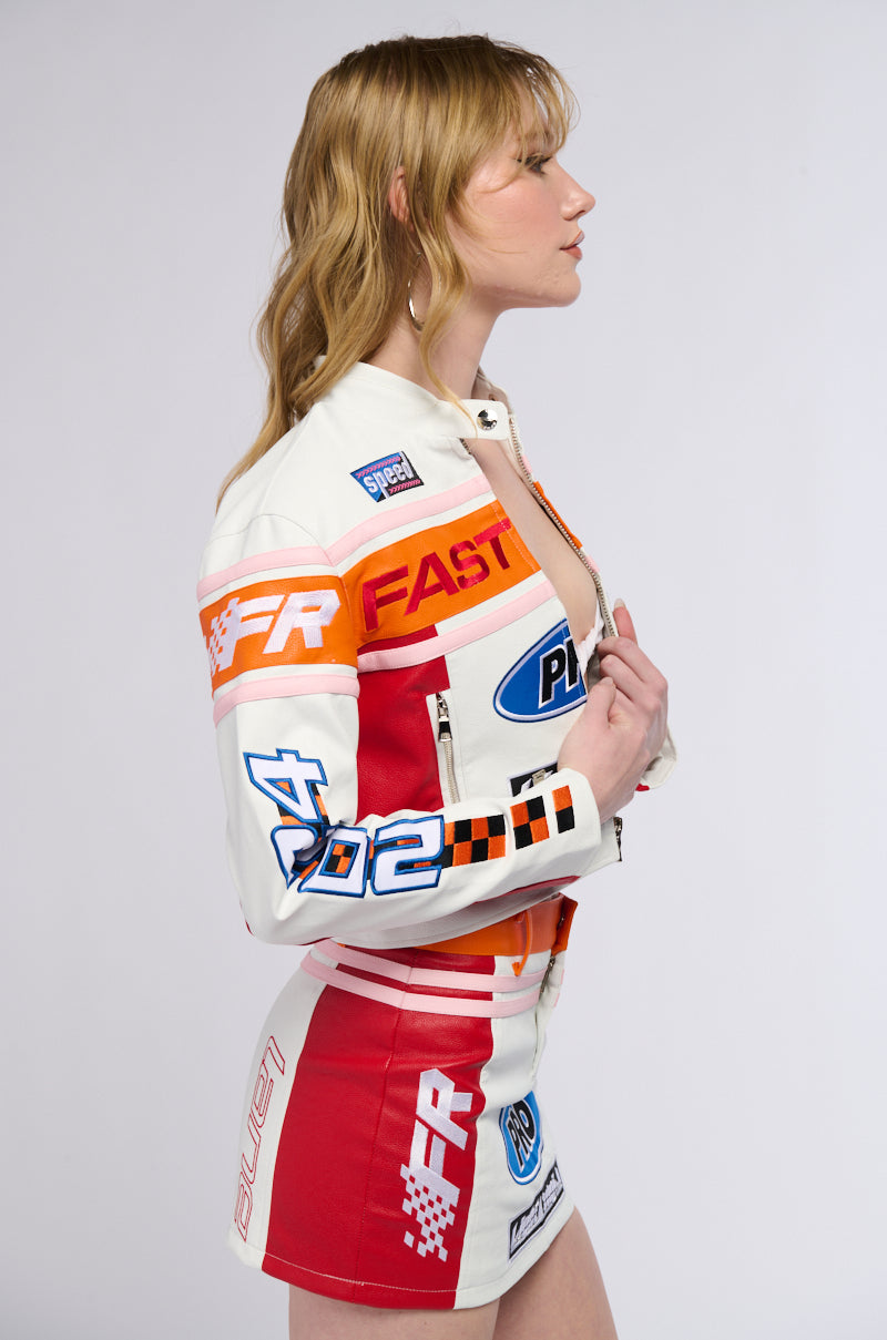 PRO LEAGUE FAUX LEATHER MOTO JACKET