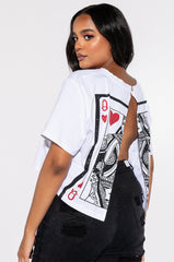 QUEEN OF MY HEART OPEN BACK CROPPED TSHIRT