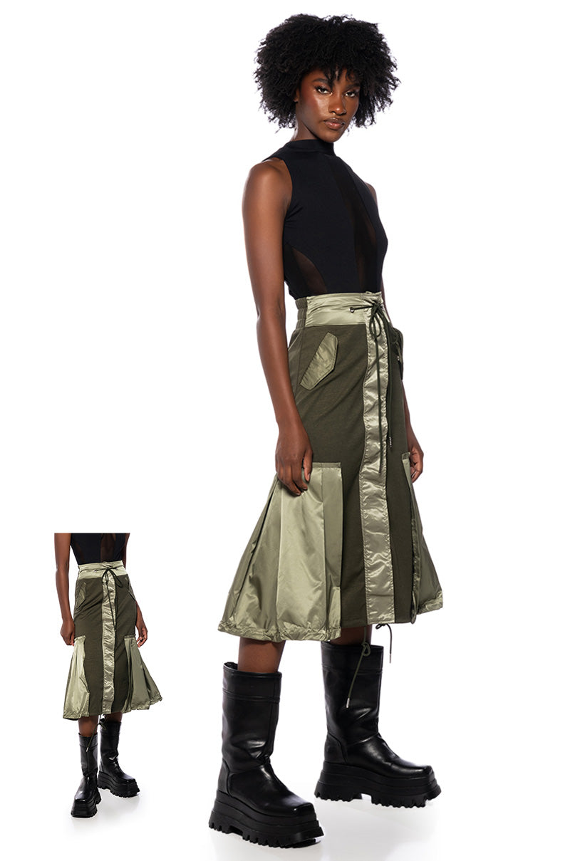 QUINCY COLOR BLOCKED MIDI SKIRT