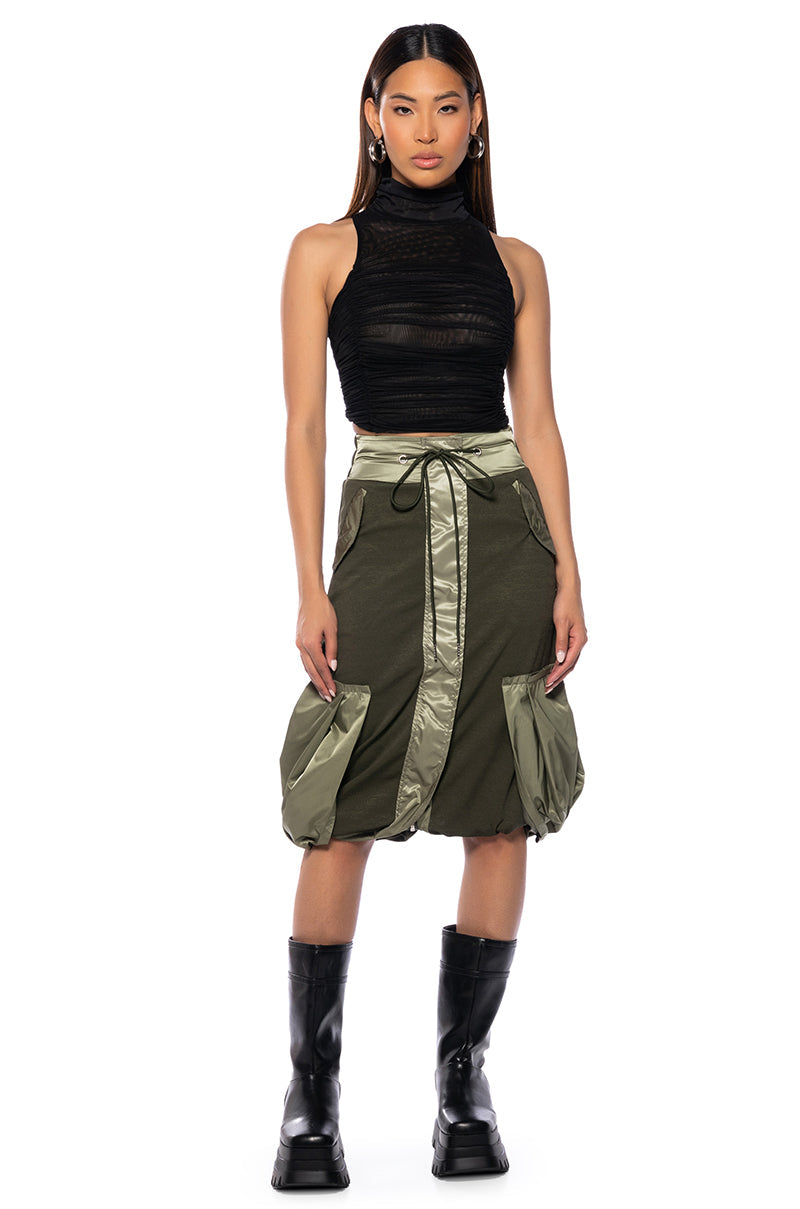 QUINCY COLOR BLOCKED MIDI SKIRT