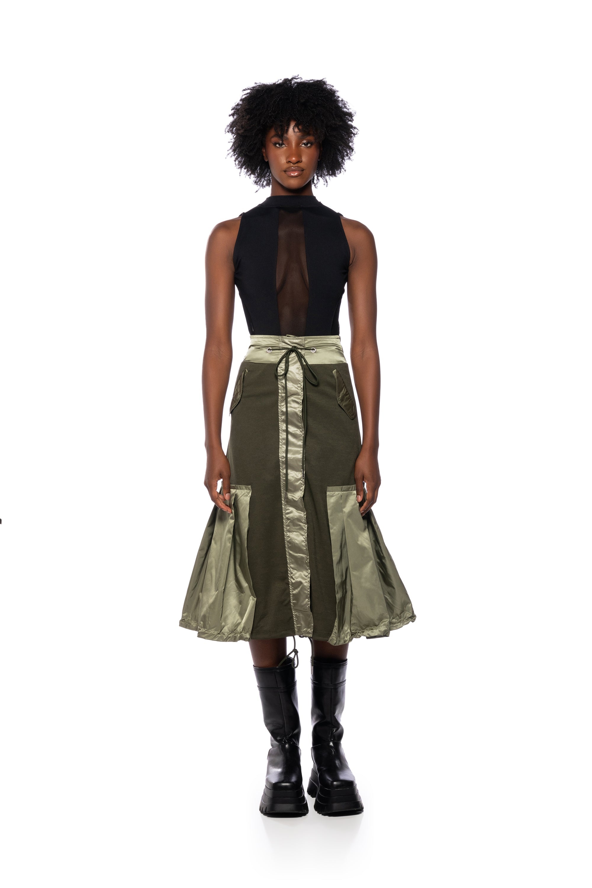 QUINCY COLOR BLOCKED MIDI SKIRT