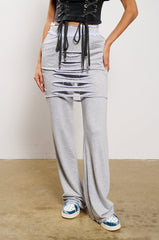 RAIN LAYERED SHREDDED SKIRT OVERLAY SWEATPANT