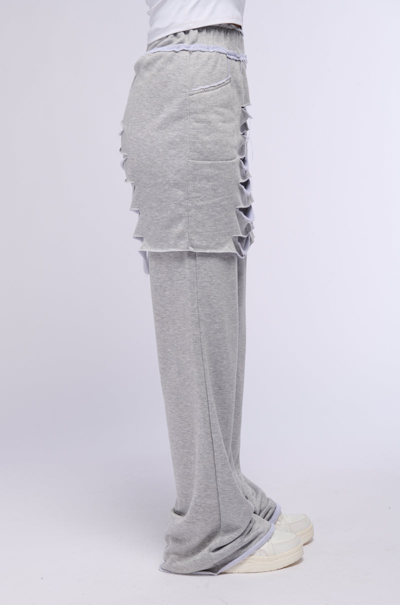 RAIN LAYERED SHREDDED SKIRT OVERLAY SWEATPANT