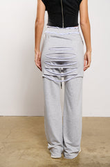 RAIN LAYERED SHREDDED SKIRT OVERLAY SWEATPANT