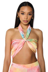 RESORT BADDIE OMBRE PRINT BANDEAU TIE TOP