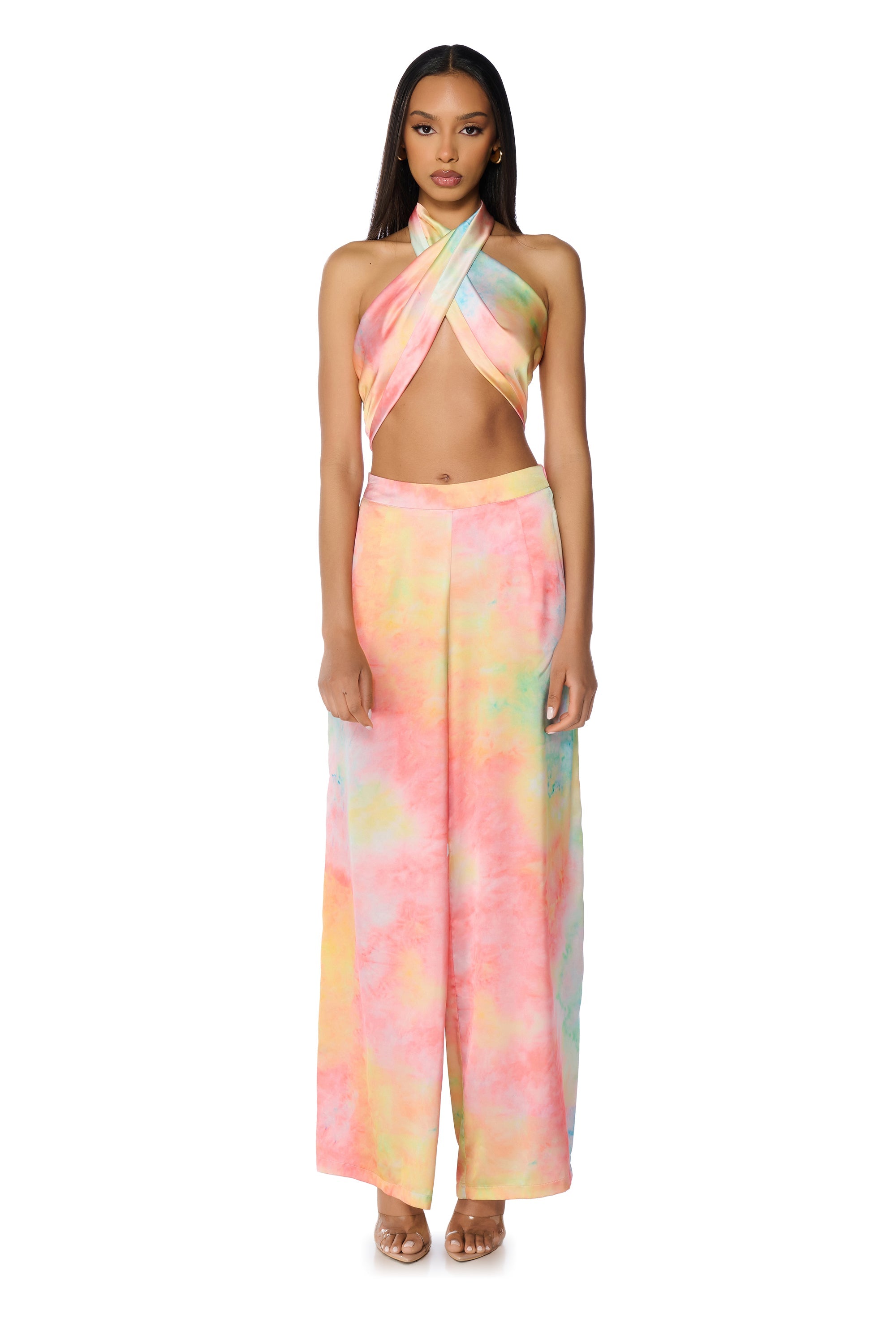 RESORT BADDIE OMBRE PRINT BANDEAU TIE TOP