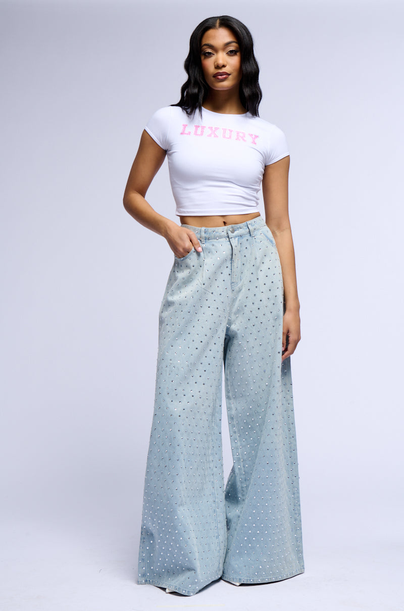 RICH GIRL SHORT SLEEVE RHINESTONE EMBELLISHED BABY TEE