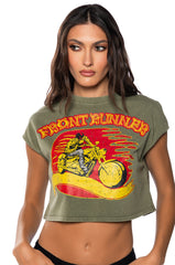 RIDE FOR LIFE GRAPHIC CROPPED T SHIRT