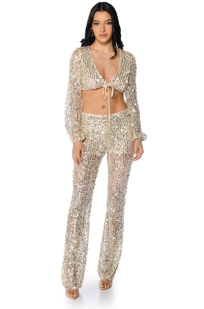 RIGHT DECISION SEQUIN TIE AROUND TOP